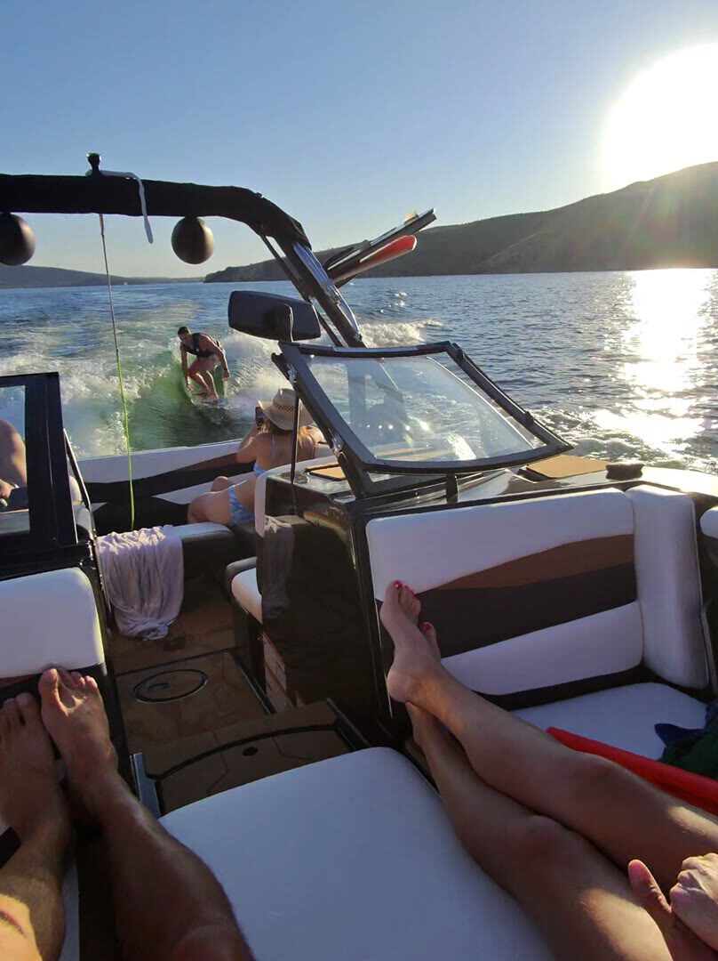 Relaxing on the boat at sunset